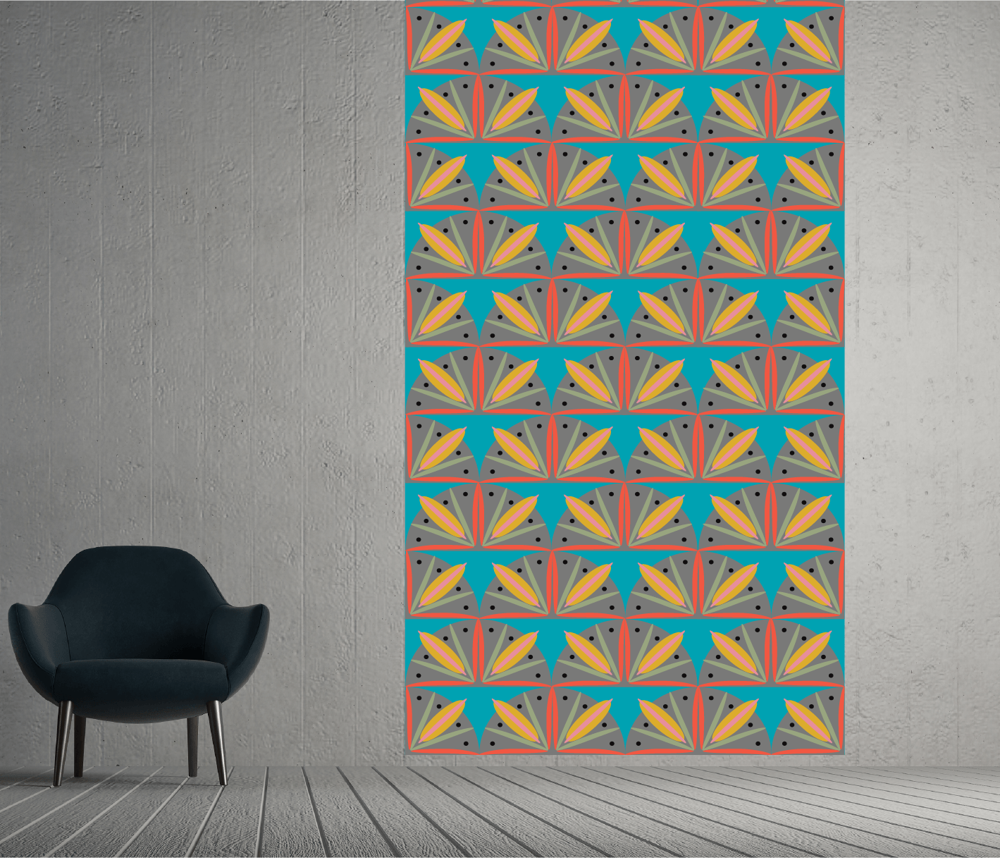 Textil mönsterdesign för dig som behöver "klä" tomma väggar med färg och form tryckt på sammet.