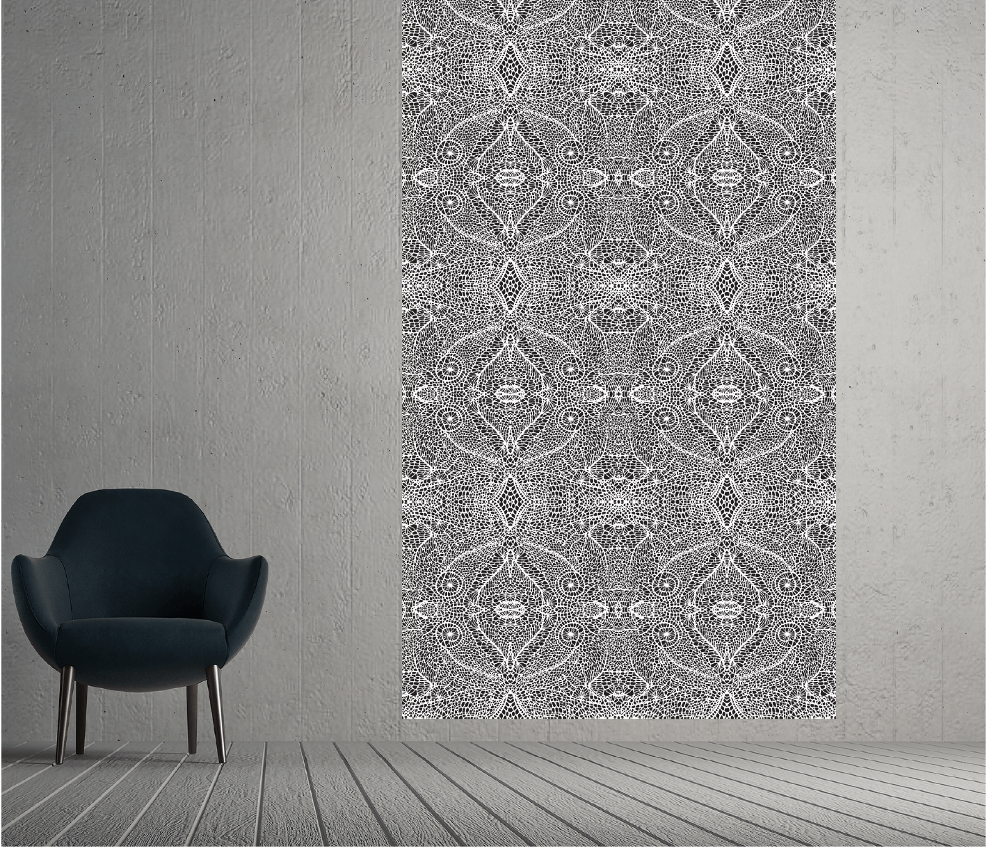 Textil mönsterdesign för dig som behöver "klä" tomma väggar med färg och form tryckt på sammet.